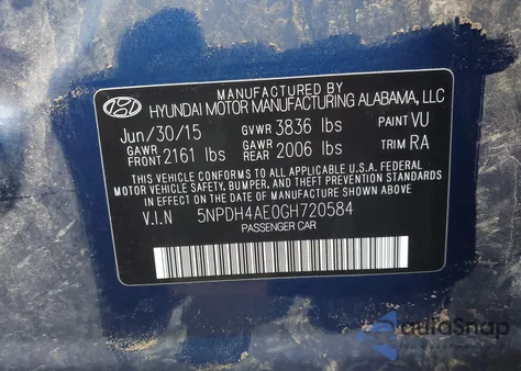 2016 Hyundai Elantra Se z USA, uszkodzony, nr VIN 5NPDH4AE0GH720584